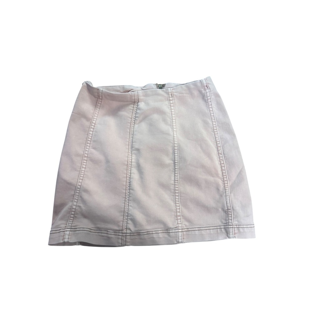 Free People Pink Denim Mini Skirt Size 8 Utility Boho‎ Festival Y2K Coquette